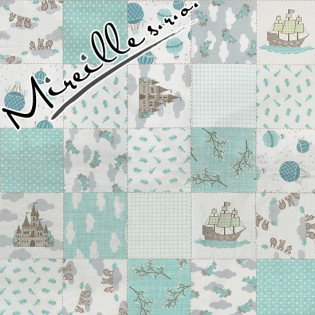 Látka MODA Story Book patchwork tyrkysový
