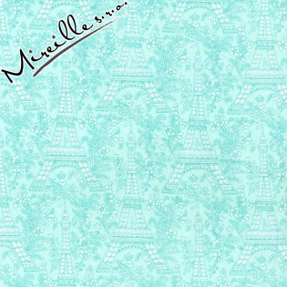 Látka Michael Miller Eiffel aqua/bílá