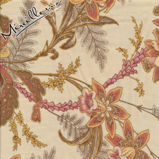 Látka MODA Wild Orchid velké květy na smetanové