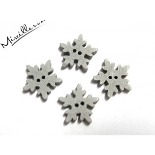 Knoflík dřevěný sněhová vločka šedá, 18 mm