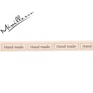 Stuha natur s šedým potiskem Hand made