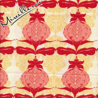 Látka Lilli ut Fields - červené květy na žluté