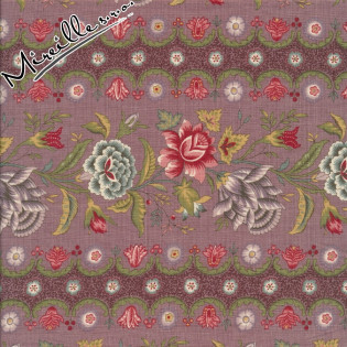 Látka MODA FG Jardin de Versailles - fialová s květy v pruzích