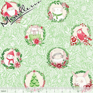 Látka Merry and Bright medajlonky na zelené