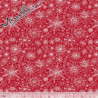 Látka Merry and Bright vločky na červené