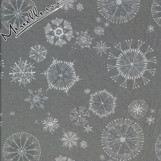 Látka Snow Fun šedá s vločky