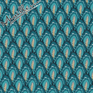 Látka Eyelike Fabrics - Hindelopia modro zelené listy