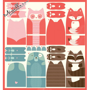 Panel MODA Forest Animal Plushies - 4 zvířátka s dětmi