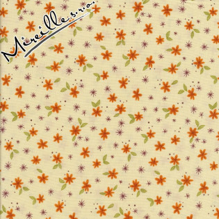Látka MODA Last Bloom béžová s oranž kvítkem