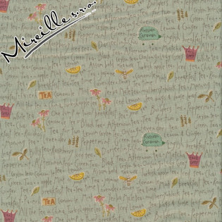 Látka Tealicious - tyrkysová s texty