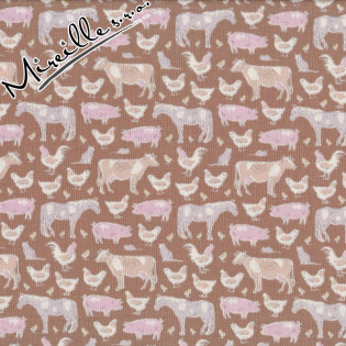 Látka Tilda Tiny Farm Animals Brown