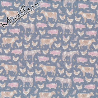 Látka Tilda Tiny Farm Animals Blue
