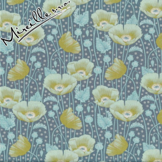 Látka Tilda Gardenlife Poppies Grey Green