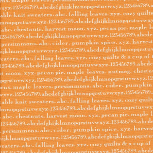 Látka MODA Pumpkins Blossoms - bílý text na oranžové