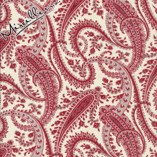 Látka MODA Holly Woods - smetanová s červenými paisley