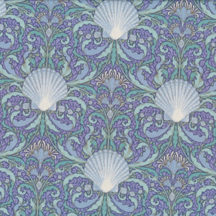 Látka Tilda Cotton Beach Scallop Shell Blue