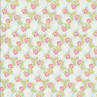 Látka MODA Cottage Linen - květinový leknín na zelené