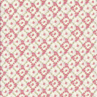Látka MODA Cottage Linen - květinové červené koso