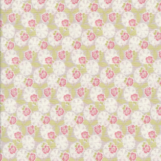 Látka MODA Cottage Linen - květina leknín na zelené