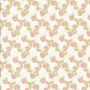 Látka MODA Cottage Linen - květina leknín na smetanové