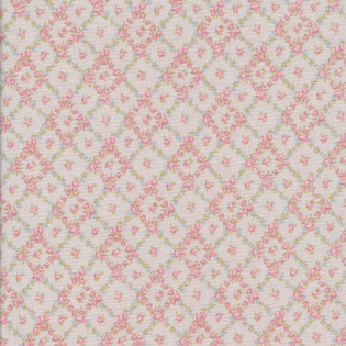 Látka MODA Cottage Linen - květinové růžové koso na šedé