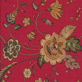 Látka MODA FG Bonheur De Jour - velký motiv na červené