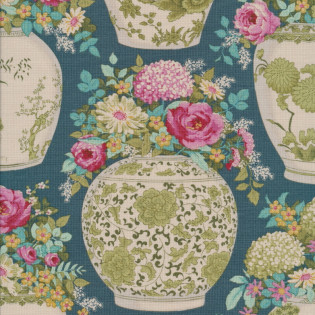 Látka Tilda Chic Escape Flowervase Petrol
