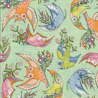 FQ Látka Cori Dantini - Well Owl Be - sovy na zelené