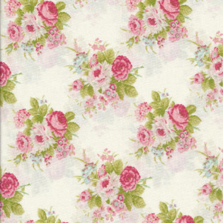 Látka MODA Cottage Linen - růže na smetanové