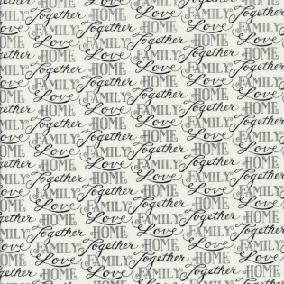 Látka MODA Happiness Blooms - černý text na bílé