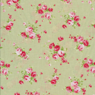 Látka Lecien Floral Collection - květy na zelené