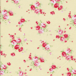 Látka Lecien Floral Collection - květy na žluté
