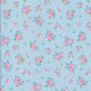 Látka Lecien Flower Sugar - sv. modrá s květy