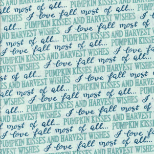 FQ Látka MODA Harvest Wishes - tyrkysová s texty