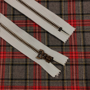 Kovový zip bledě modrý, 30 cm
