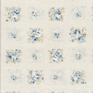 Látka Lecien - Durhman Collection - béžová s modrými květy