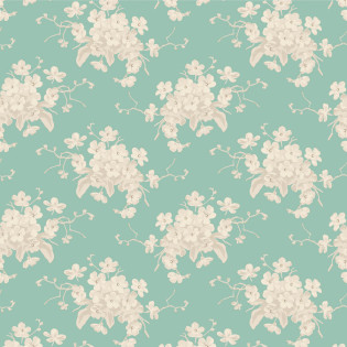FQ TILDA Sunday Brunch White Flower Teal