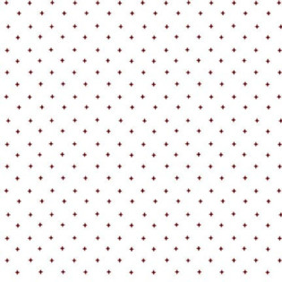 Látka Kim Diehl - Garnets & Gingham - červený křížek na bílé