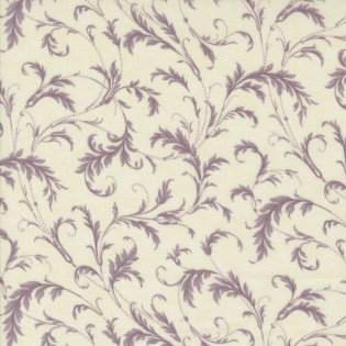 Látka MODA 3 Sisters Lavender Fields - fialová peříčka na smetanové