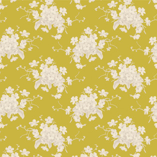 Látka TILDA Sunday Brunch White Flower Yellow
