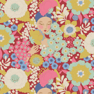 Látka Tilda Wallflower Burgundy