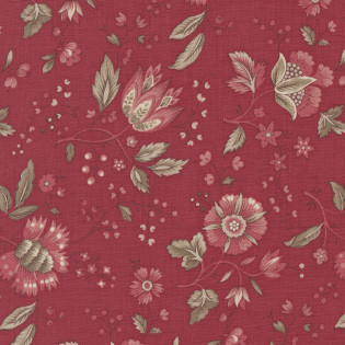 Látka MODA FG Joie De Vivre - barevný květ na červené