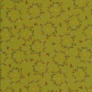 Látka Kim Diehl - Pennyberry Farm - zelená s věnečkem