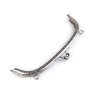 Rámeček na kabelky zdobený našívací  20,5x14,5 cm PLATINA