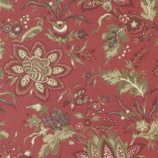 Látka MODA FG - Fleur De Paris - velký motiv na červené