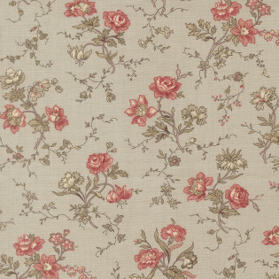 Látka MODA FG - Fleur De Paris - jemná kvítka na šedo/hnědé