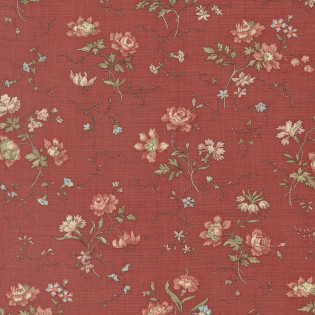 Látka MODA FG - Fleur De Paris - jemná kvítka na červené