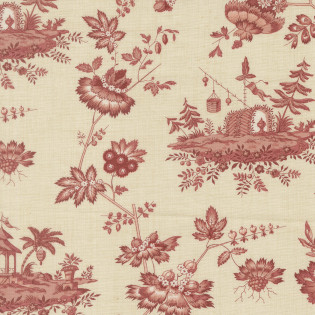 Látka MODA FG - Fleur De Paris - květy s altánkem na smetanové