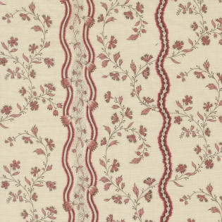 Látka MODA FG - Fleur De Paris - červené pruhy na smetanové