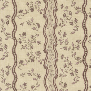 Látka MODA FG - Fleur De Paris - lila pruhy na smetanové